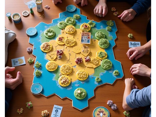Catan, un juego de mesa de estrategia y construcción de asentamientos.