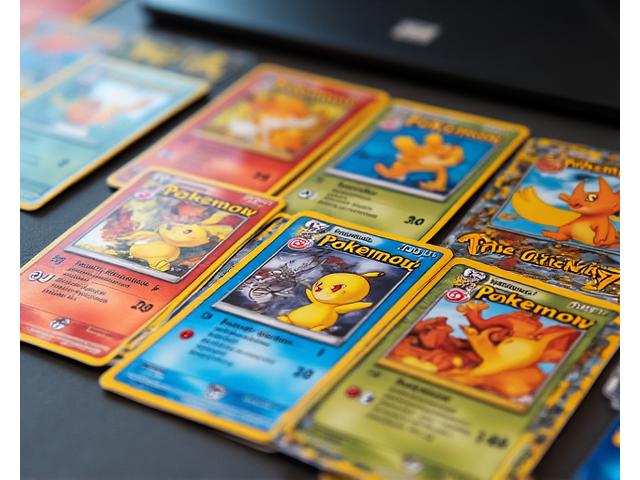 Naipes de Pokémon Trading Card Game sobre una mesa.